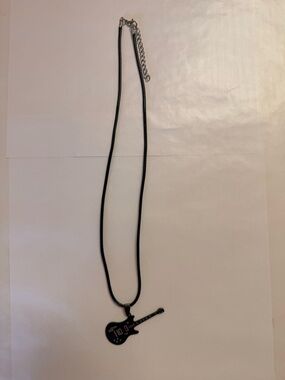 Black Guitar Pendant Necklace
